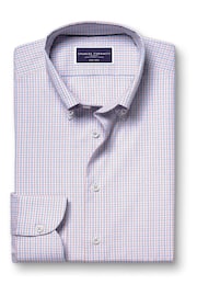 Charles Tyrwhitt Red Slim Fit Non Iron Button Down 100% Cotton Check Shirt - Image 4 of 6