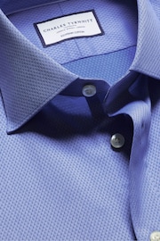 Charles Tyrwhitt Blue Slim Fit Egyptian Cotton Ascot Weave Shirt - Image 5 of 6