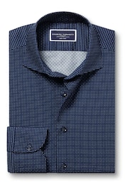 Charles Tyrwhitt Blue Slim Fit Non Iron Petal Print Shirt - Image 4 of 6