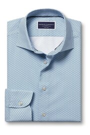 Charles Tyrwhitt Blue Slim Fit Non-iron Link Print Shirt - Image 4 of 6