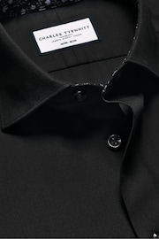 Charles Tyrwhitt Black Slim Fit Non-Iron Twill Printed Trim Shirt - Image 4 of 5