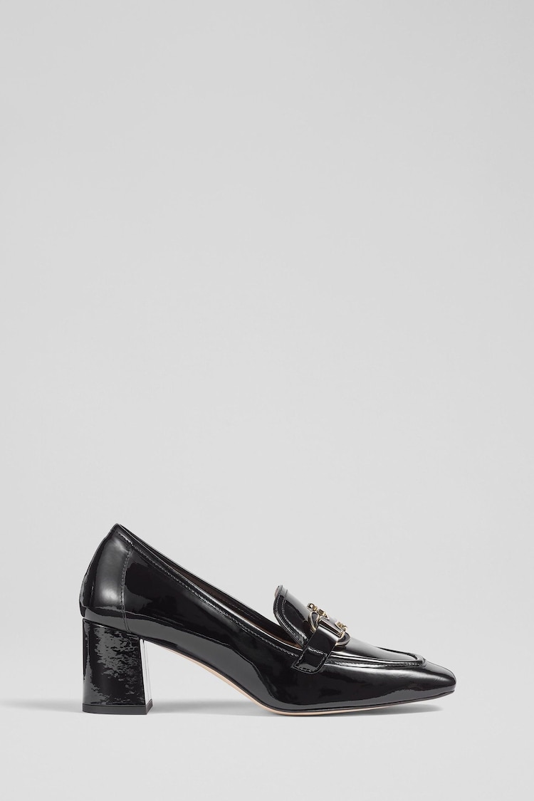 LK Bennett Luca Block Heel Snaffle Black Courts - Image 1 of 3