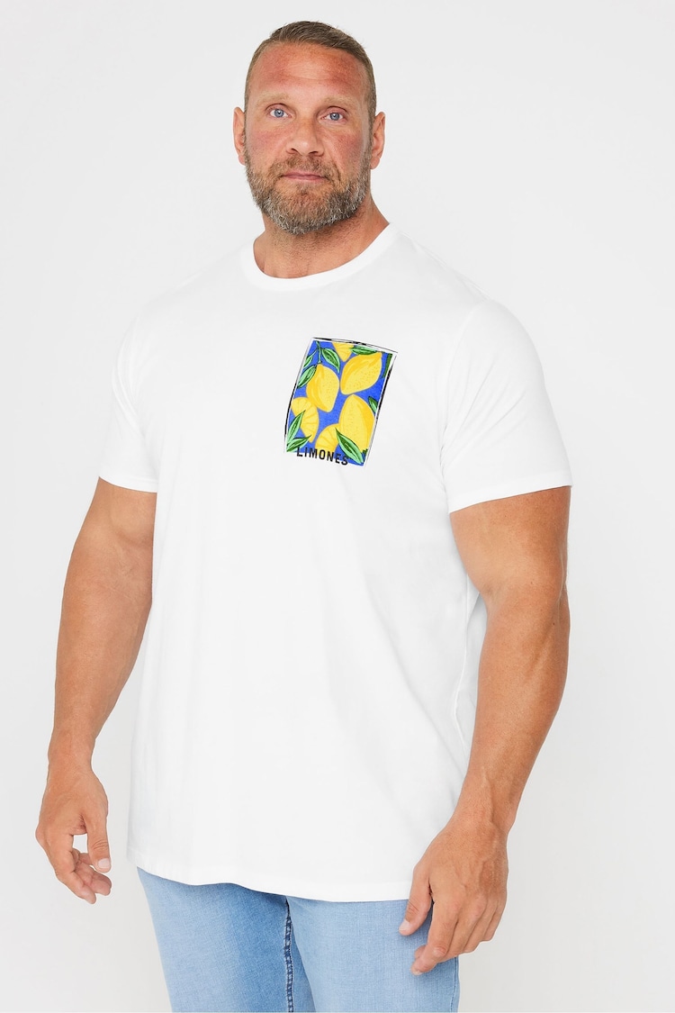 BadRhino Big & Tall White 100% Cotton Lemon Graphic T-Shirt - Image 1 of 4