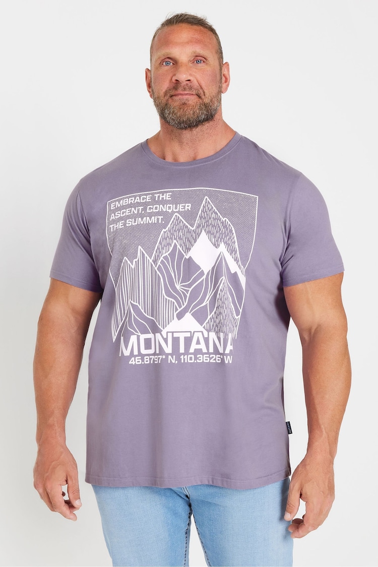 BadRhino Big & Tall Purple 100% Cotton Montana T-Shirt - Image 1 of 3