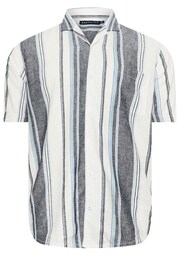 BadRhino Big & Tall Blue Striped Short Sleeve Linen Shirt - Image 3 of 4