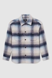 Reiss Blue Multi Kinkade Brushed Wool-Blend Check Overshirt - Image 2 of 6