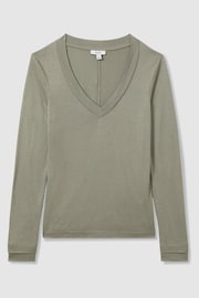 Reiss Sage Brady Jersey V-Neck Top - Image 1 of 1