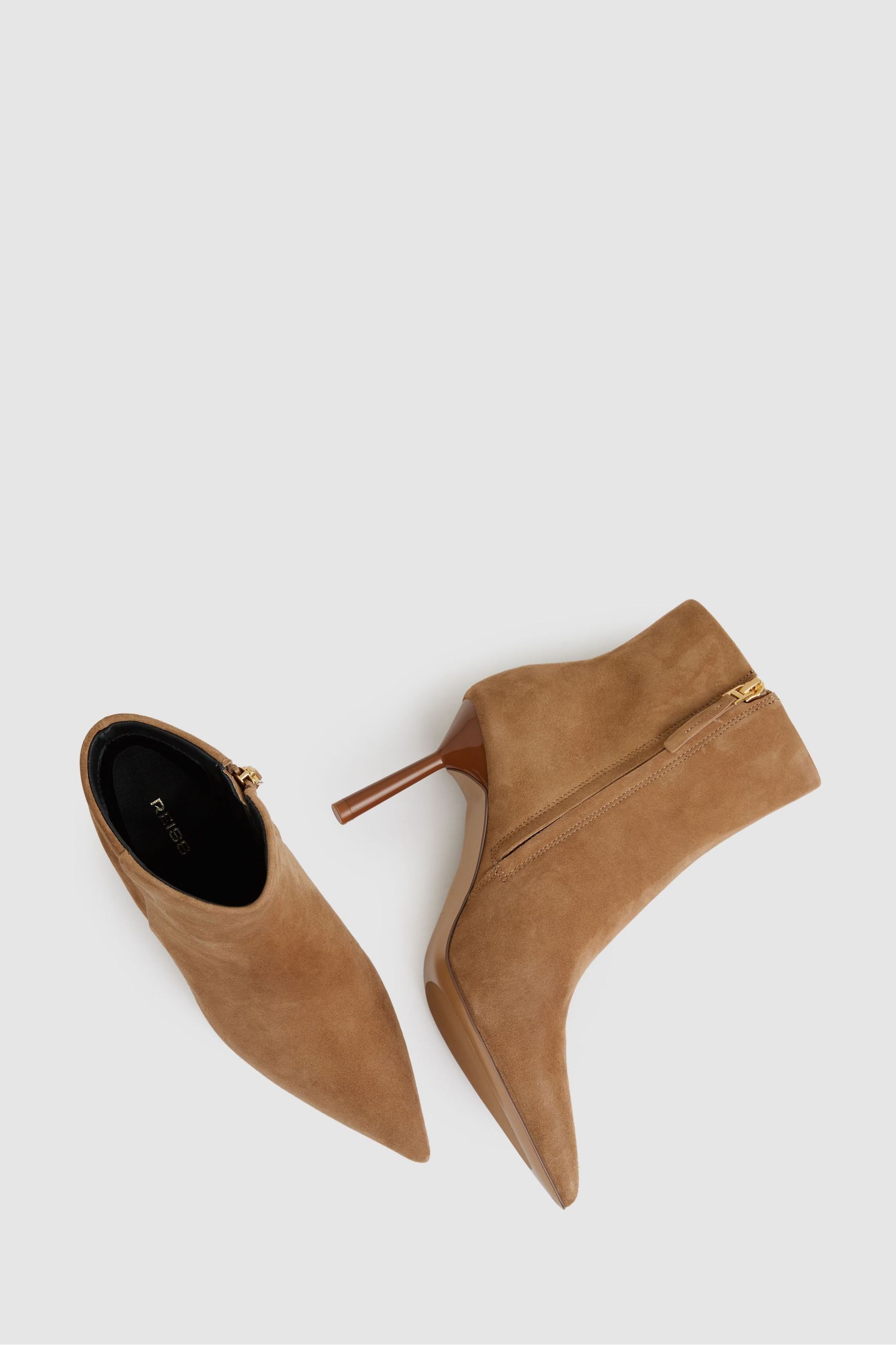 Pointed tan ankle boots top