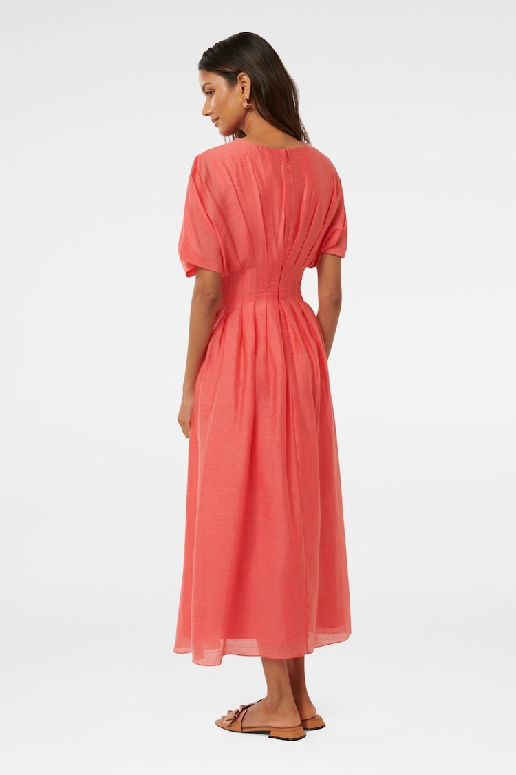 Forever New Orange Eve Petite Seam Detail Midi Dress with a Touch of Linen - Image 2 of 4