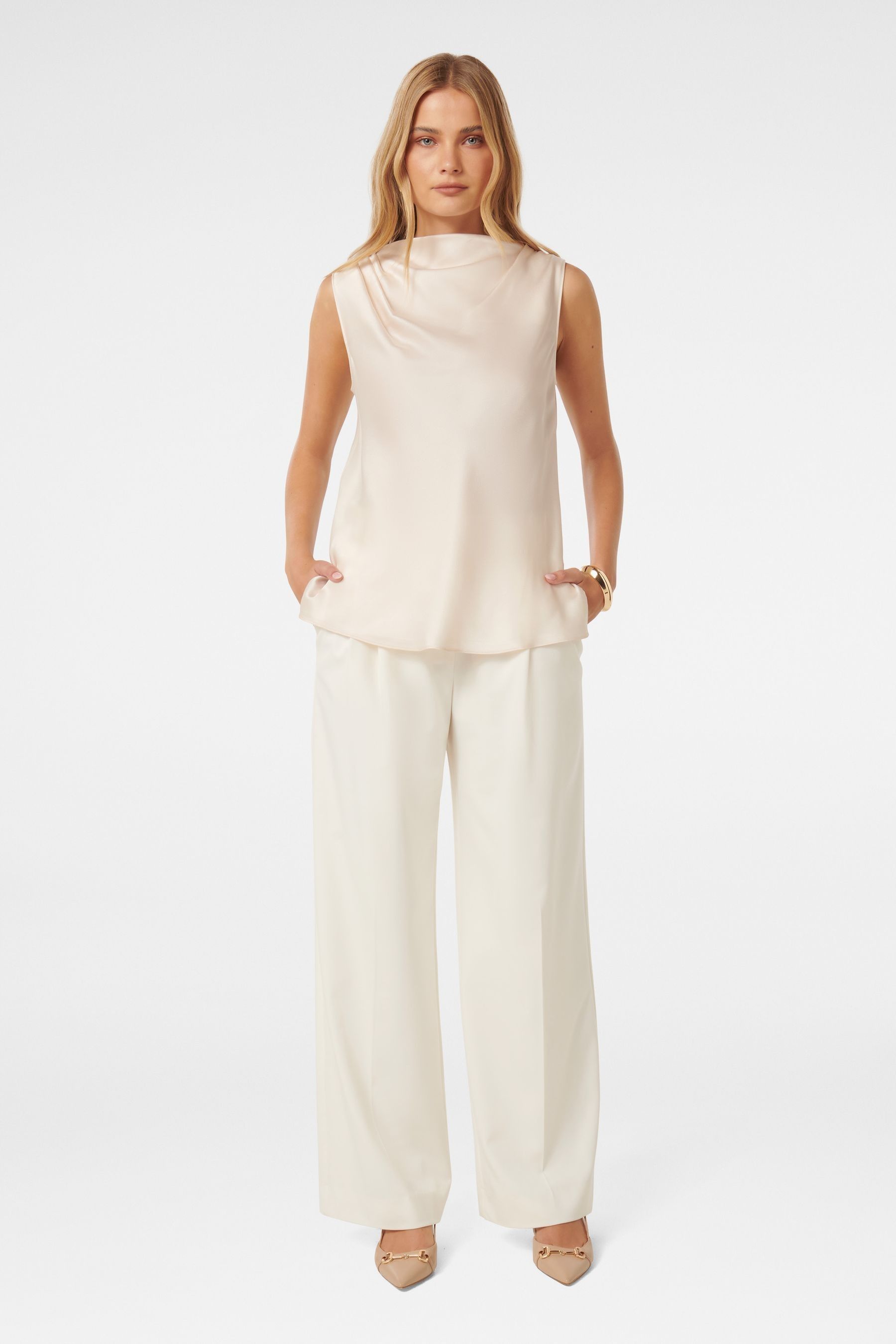 Buy Forever New Cream Sallie Satin Cowl Tank Top from the Next UK online shop