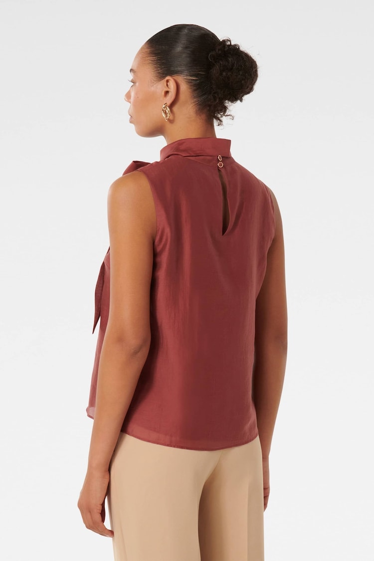 Forever New Brown Jane Tie Neck Sleeveless Top - Image 2 of 5