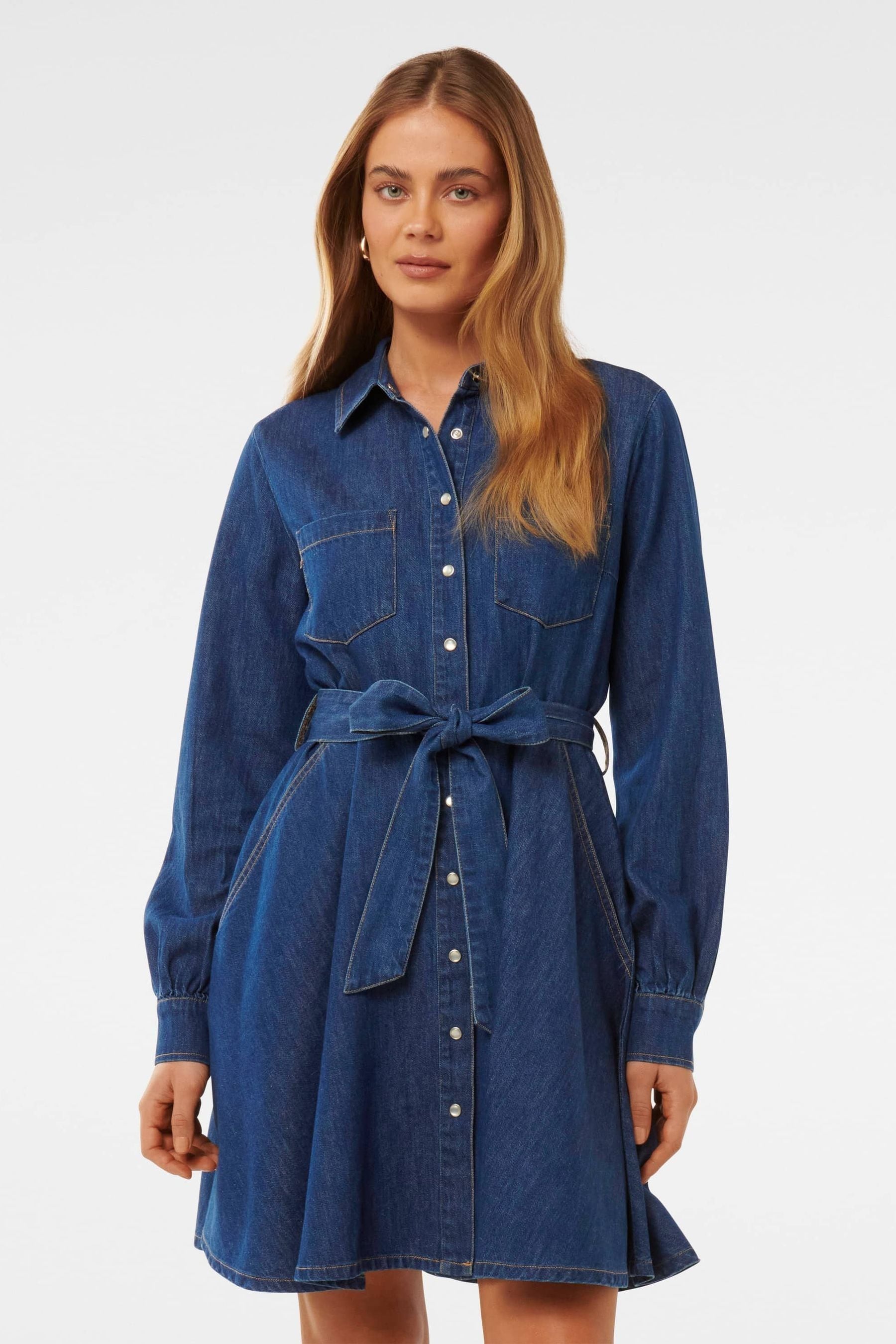 Sat n al Forever New Colette Cotton Linen Mix Denim Shirt Dress Next Turkey sitesinden
