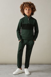 Reiss Emerald Green Selin 9-13 yrs Slim Fit Half-Zip Funnel Neck Velour Sweatshirt - Image 3 of 4