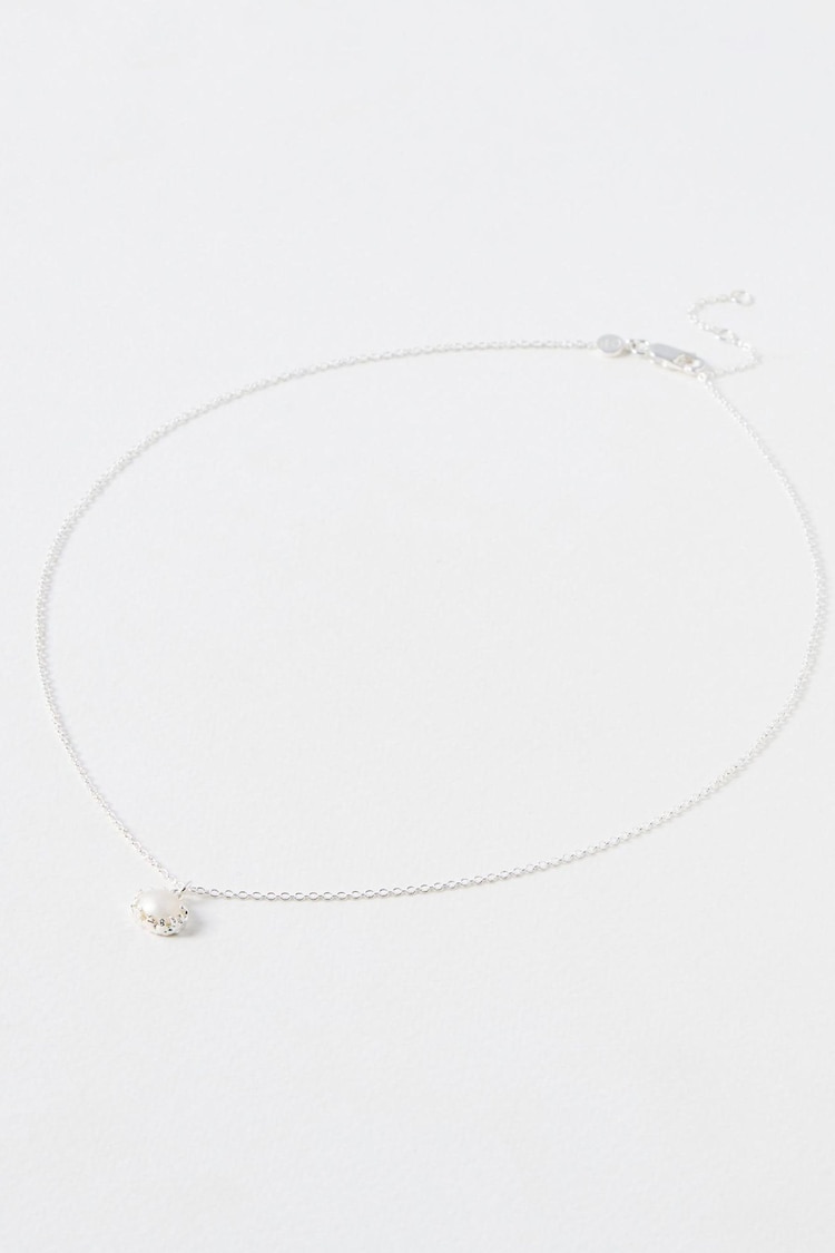 Oliver Bonas White Phoebe Pearl Long Pendant Necklace - Image 5 of 5