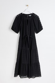 Oliver Bonas Black Textured Midi Dress - Image 1 of 6