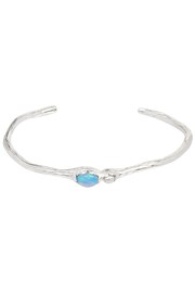 Oliver Bonas Silver Mary Synthetic Opal & Pearl Molten Textured Silver Plated Bangle - Image 1 of 4