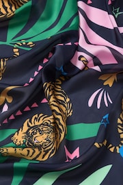 Oliver Bonas Black Big Cat Abstract Square Neck Scarf - Image 5 of 5