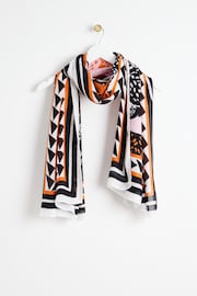 Oliver Bonas Orange & Black Leopard Lightweight Scarf - Image 1 of 4