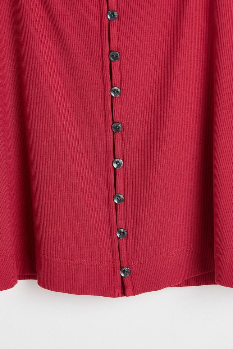 Oliver Bonas Red Square Neck Red Ribbed Jersey Top - Image 5 of 5