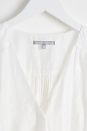 Oliver Bonas White V-Neck Puff Sleeve Blouse - Image 3 of 5