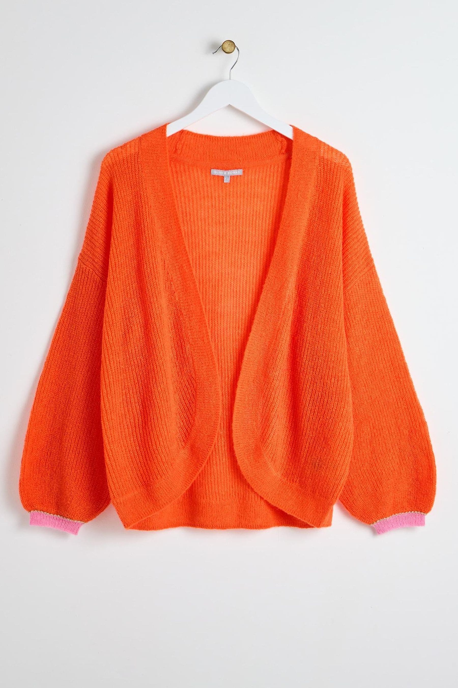 Buy Oliver Bonas Orange Relaxed Metallic Trim Knitted Cardigan from the Next UK online shop