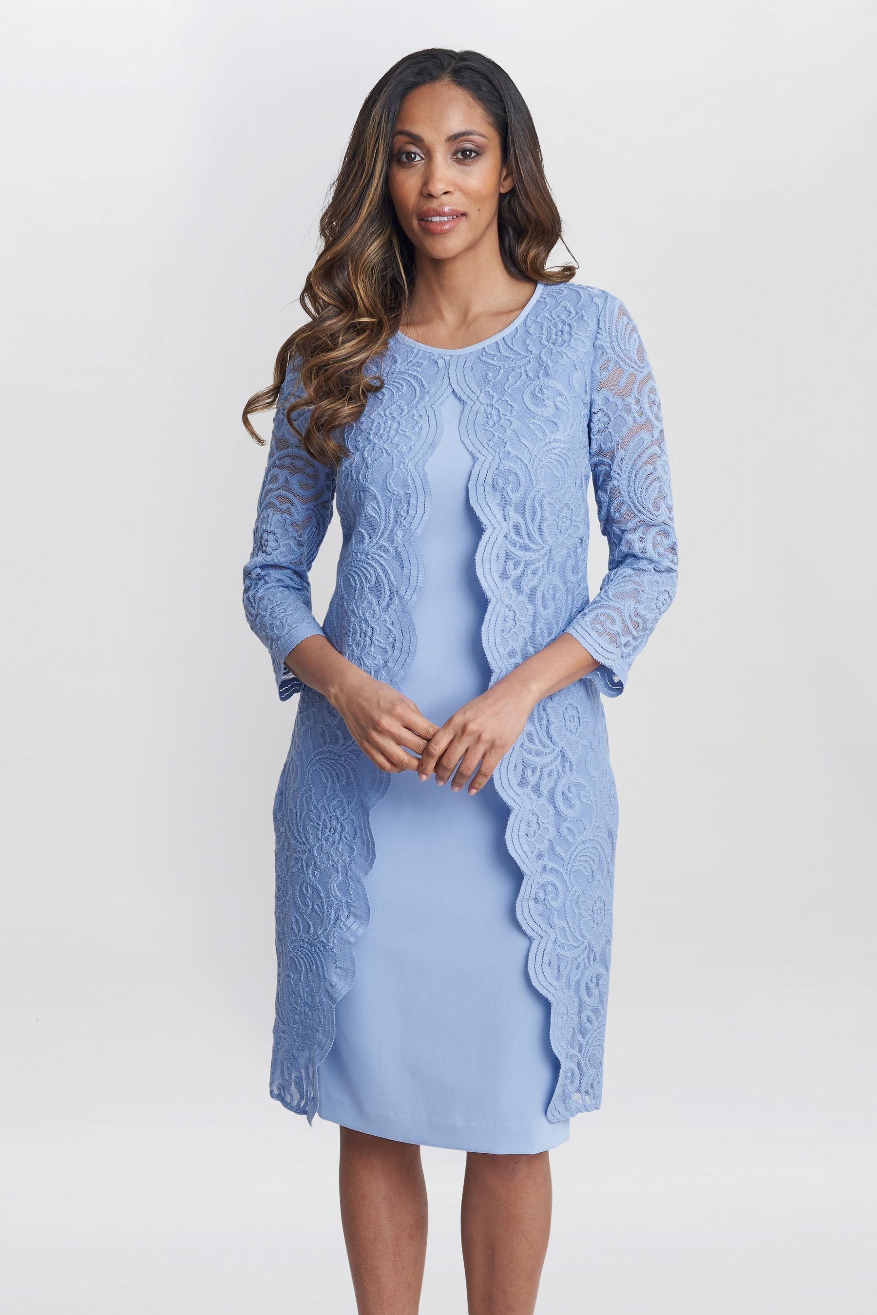 Buy Gina Bacconi Blue Clarabelle Mock Lace Jacket And Crepe Dress from the Next UK online shop