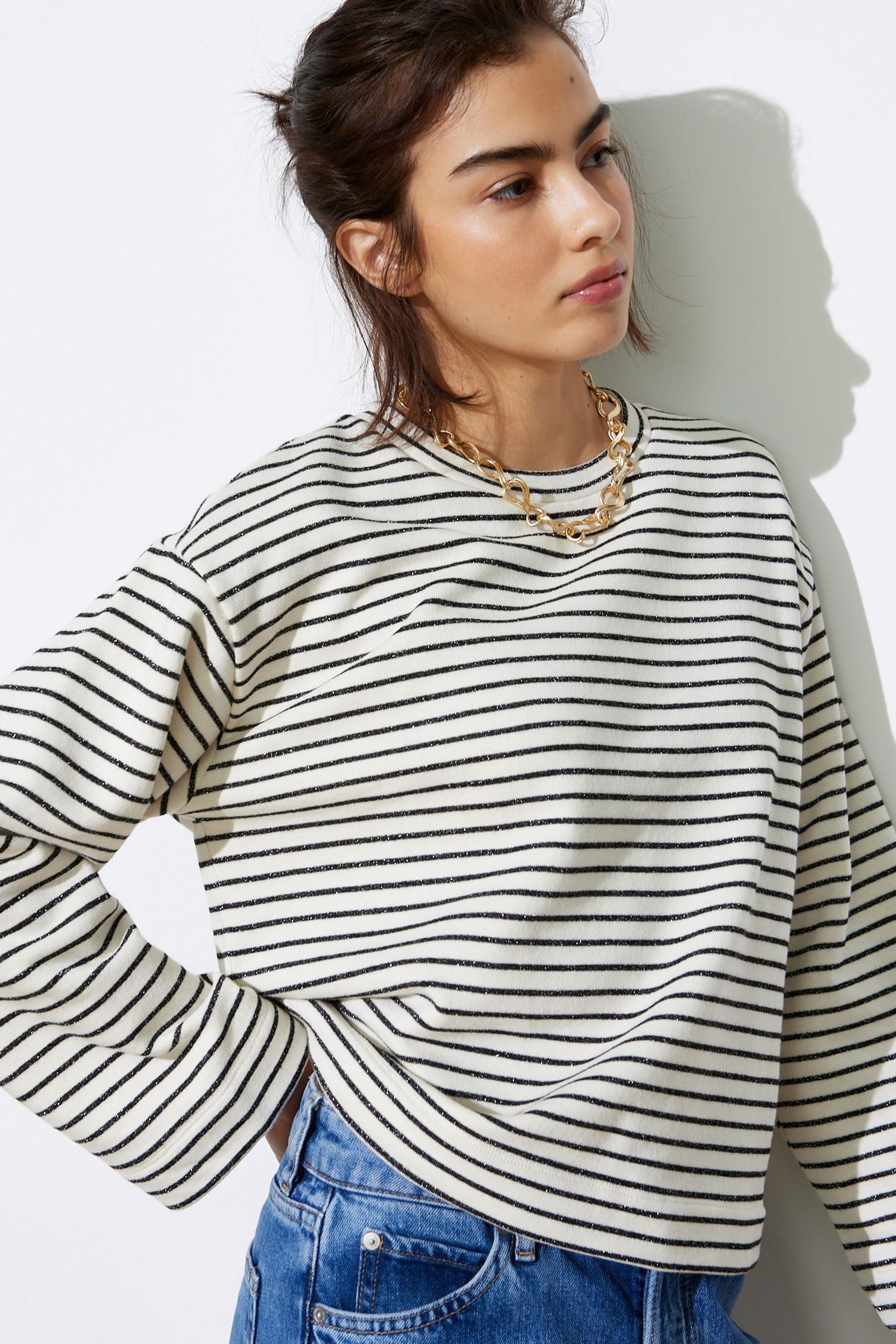 Buy Oliver Bonas Black Stripe Wide Sleeve Sweatshirt from Next Ireland