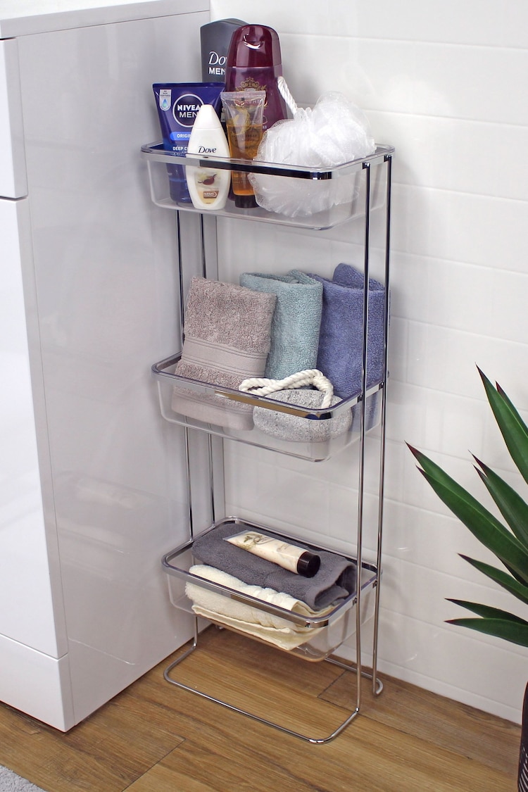 Showerdrape Clear Pure Rectangular Floor Bathroom Caddy - Image 2 of 3