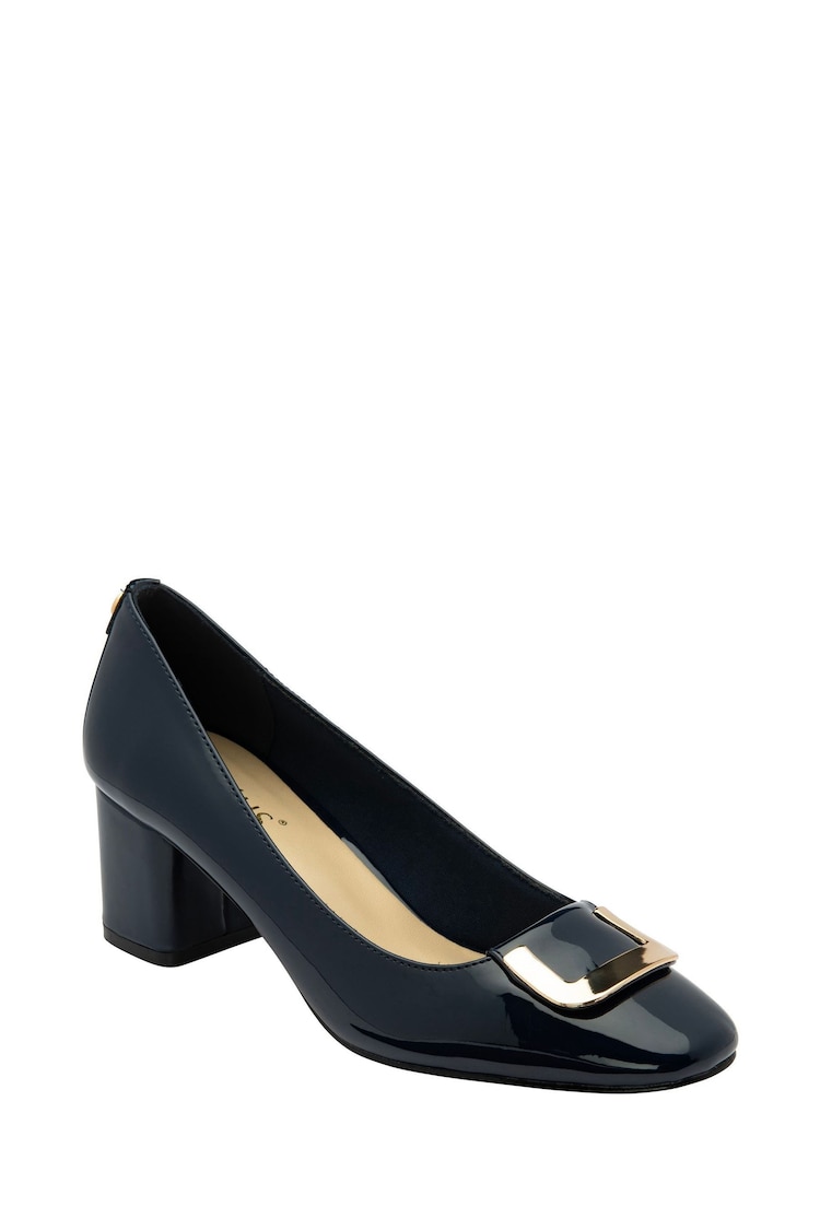 Lotus Blue Block Heel Court Shoes - Image 1 of 4