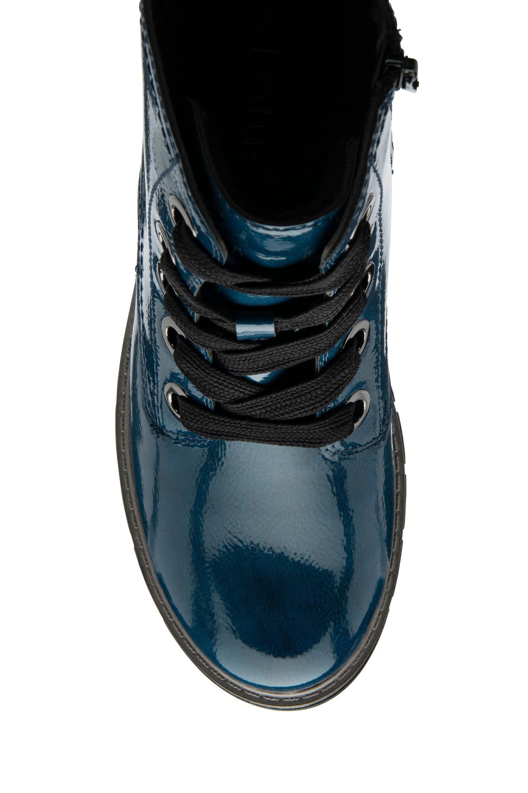 Blue patent boots sales