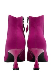 Lotus Pink Kitten Heel Zip Up Ankle Boots - Image 3 of 4