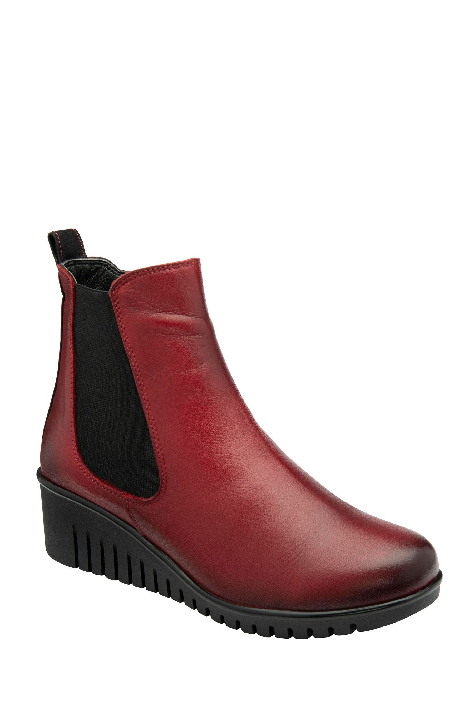 Buy Lotus Red Leather Pull On Wedge Boots from Next Luxembourg