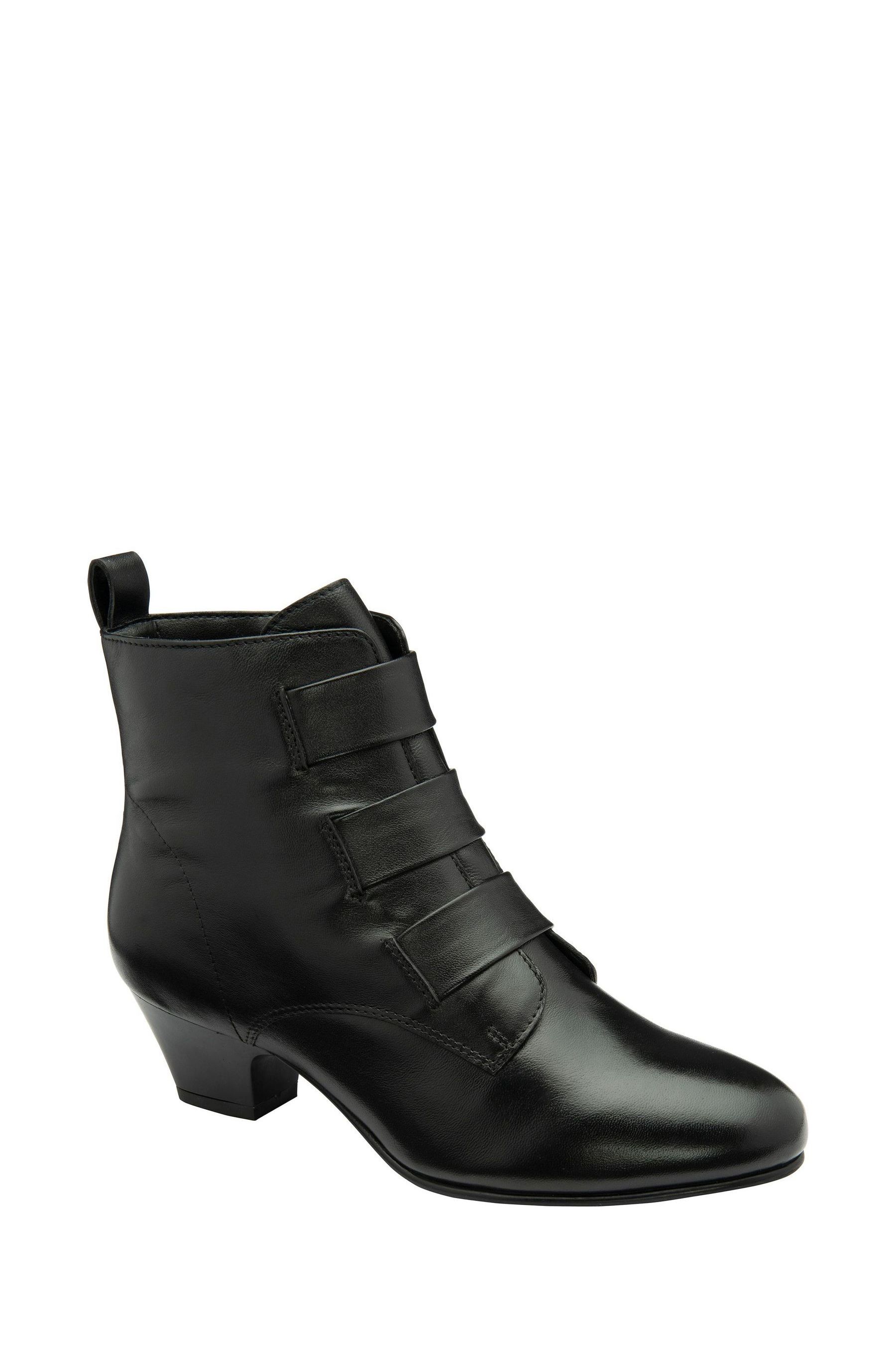 Lotus Black Leather Block Heel Ankle Boots 6 EU 39 Womens