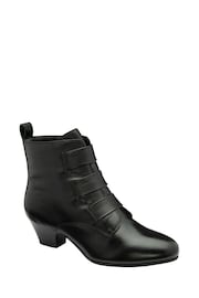 Lotus Black Leather Block Heel Ankle Boots - Image 1 of 4