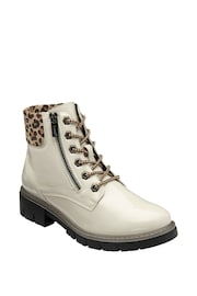 Lotus White Patent Ankle Boots - Image 1 of 4