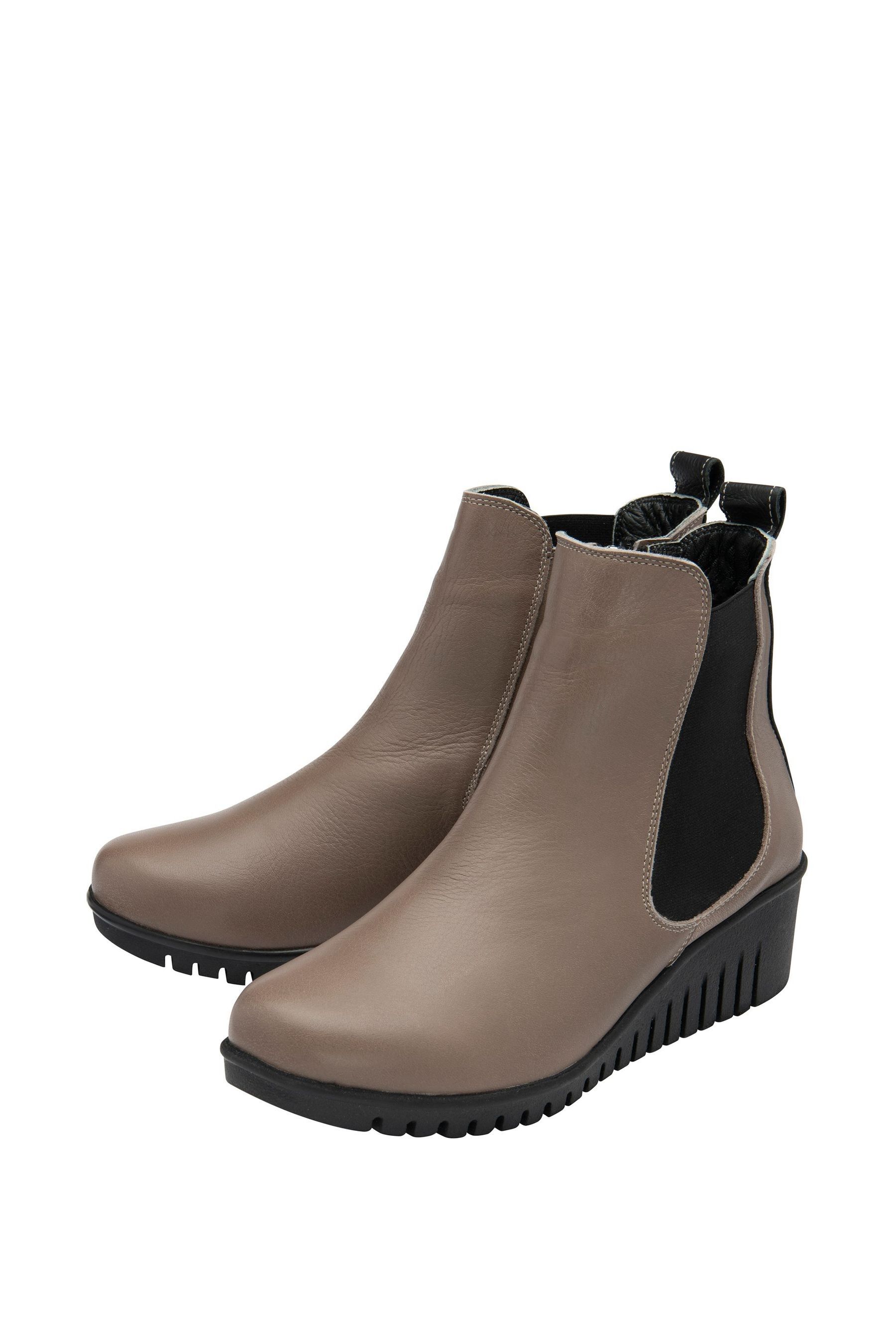 Grey leather wedge boots store