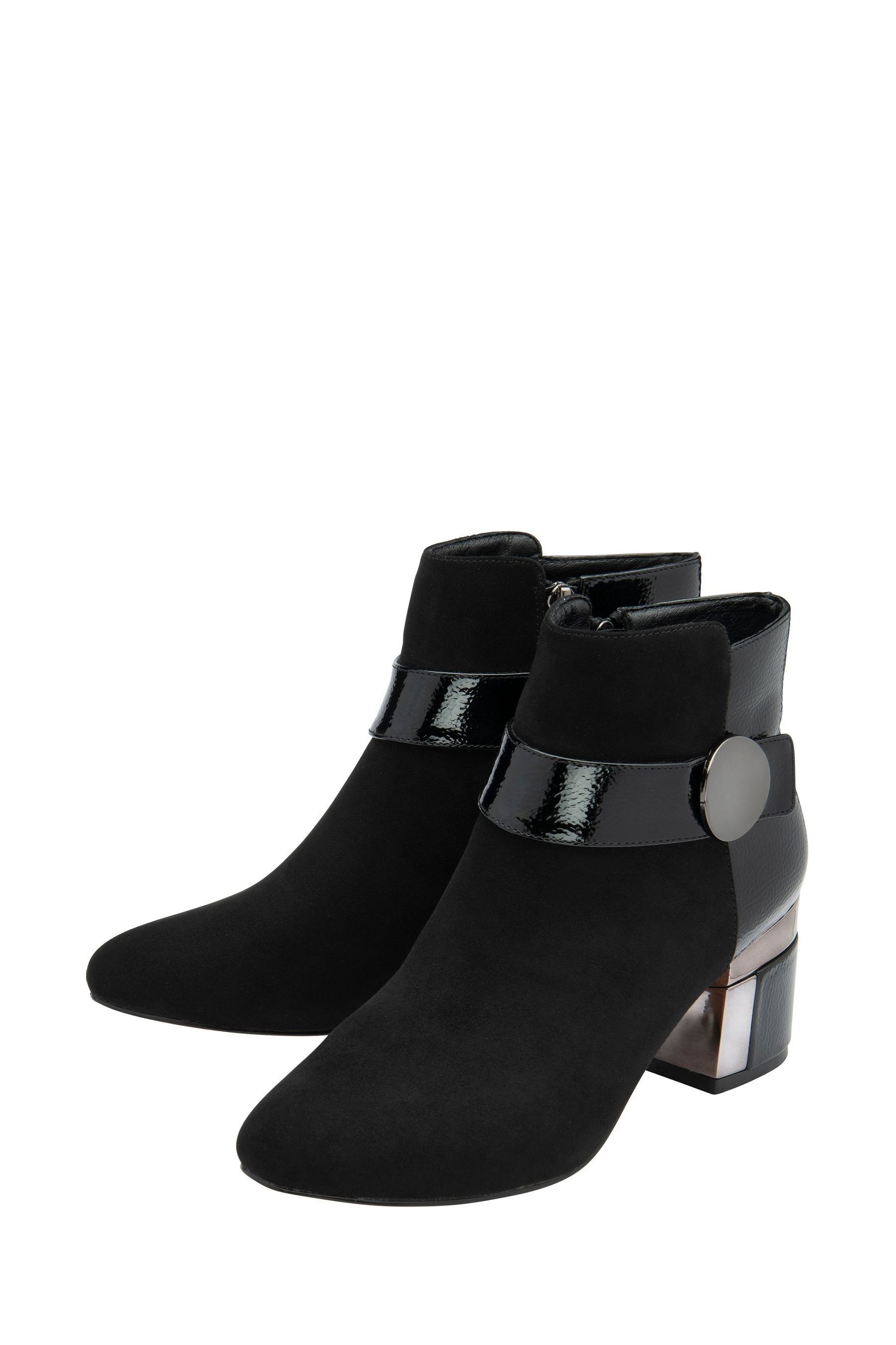 Lotus Black Heeled Ankle Boots