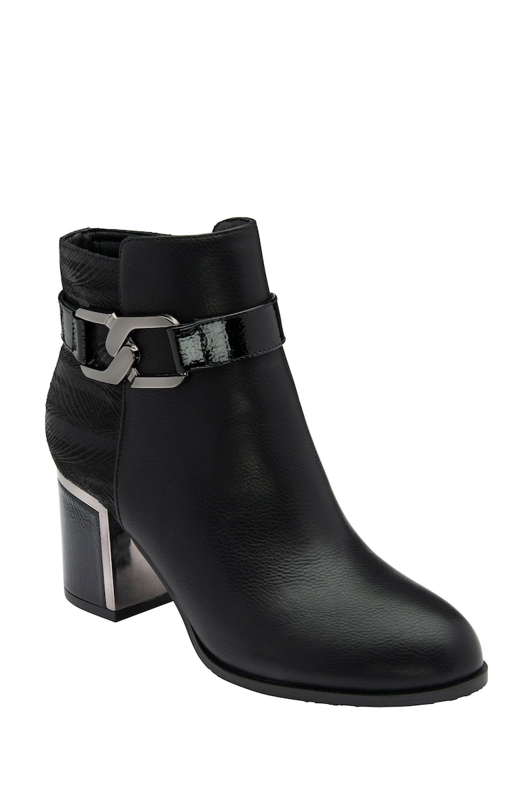 Lotus Black Heeled Ankle Boots - Image 1 of 4