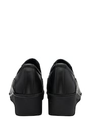 Lotus Black Leather Slip-On Wedge Shoes - Image 3 of 4