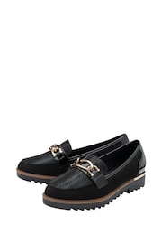 Lotus Black Cleated Sole Loafers - Image 2 of 4