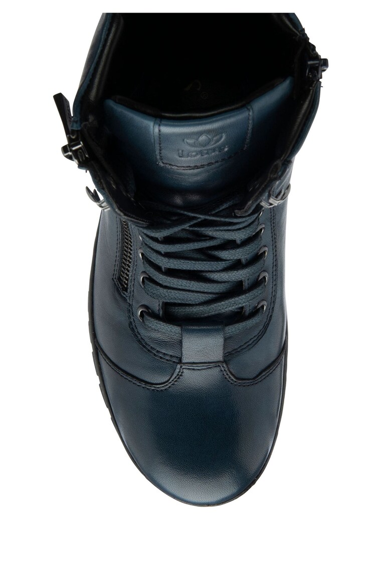 Lotus Blue Leather Zip-Up Ankle Boots - Image 4 of 4