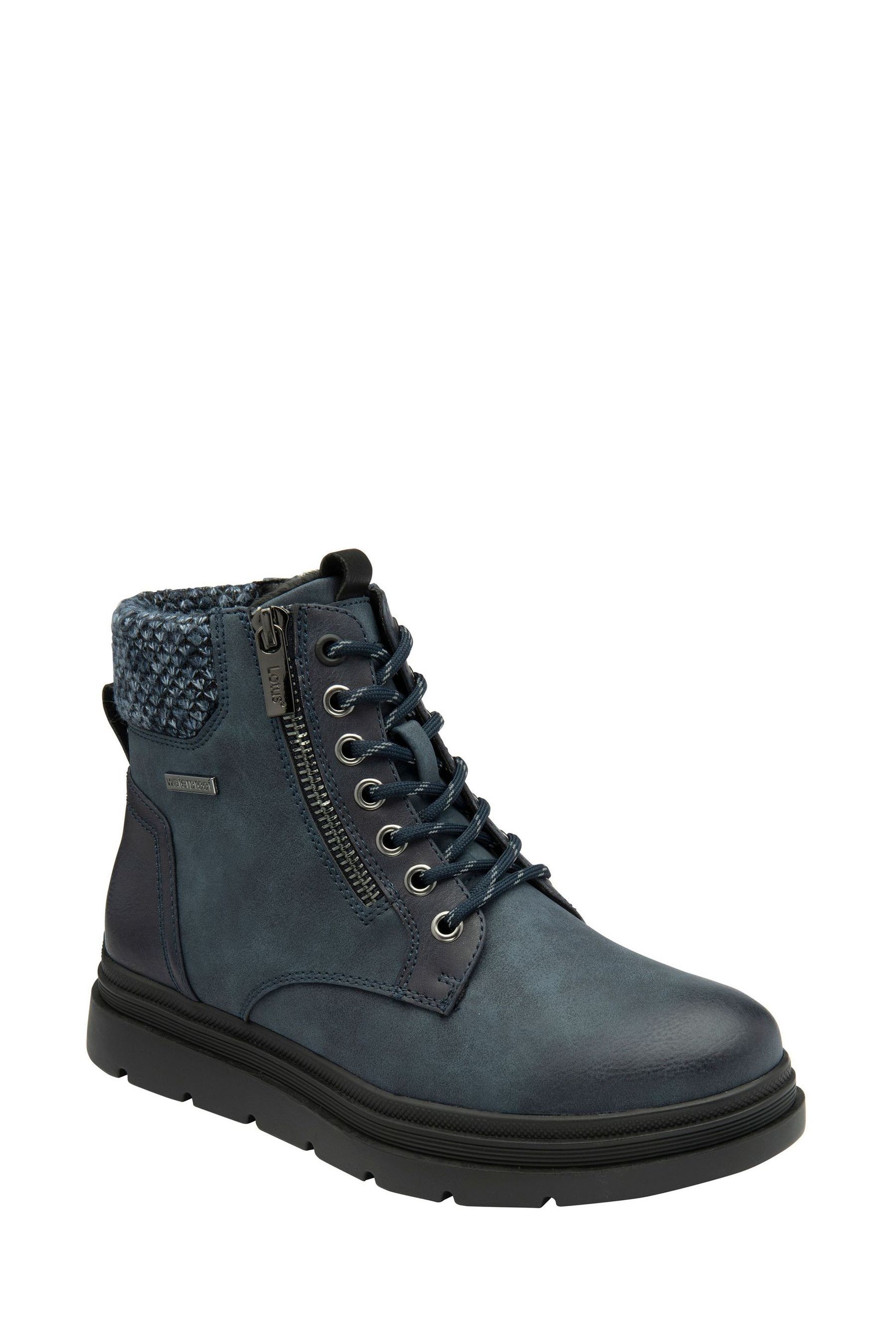 Buy Lotus Blue Zip Up Flat Ankle Boots from Next USA