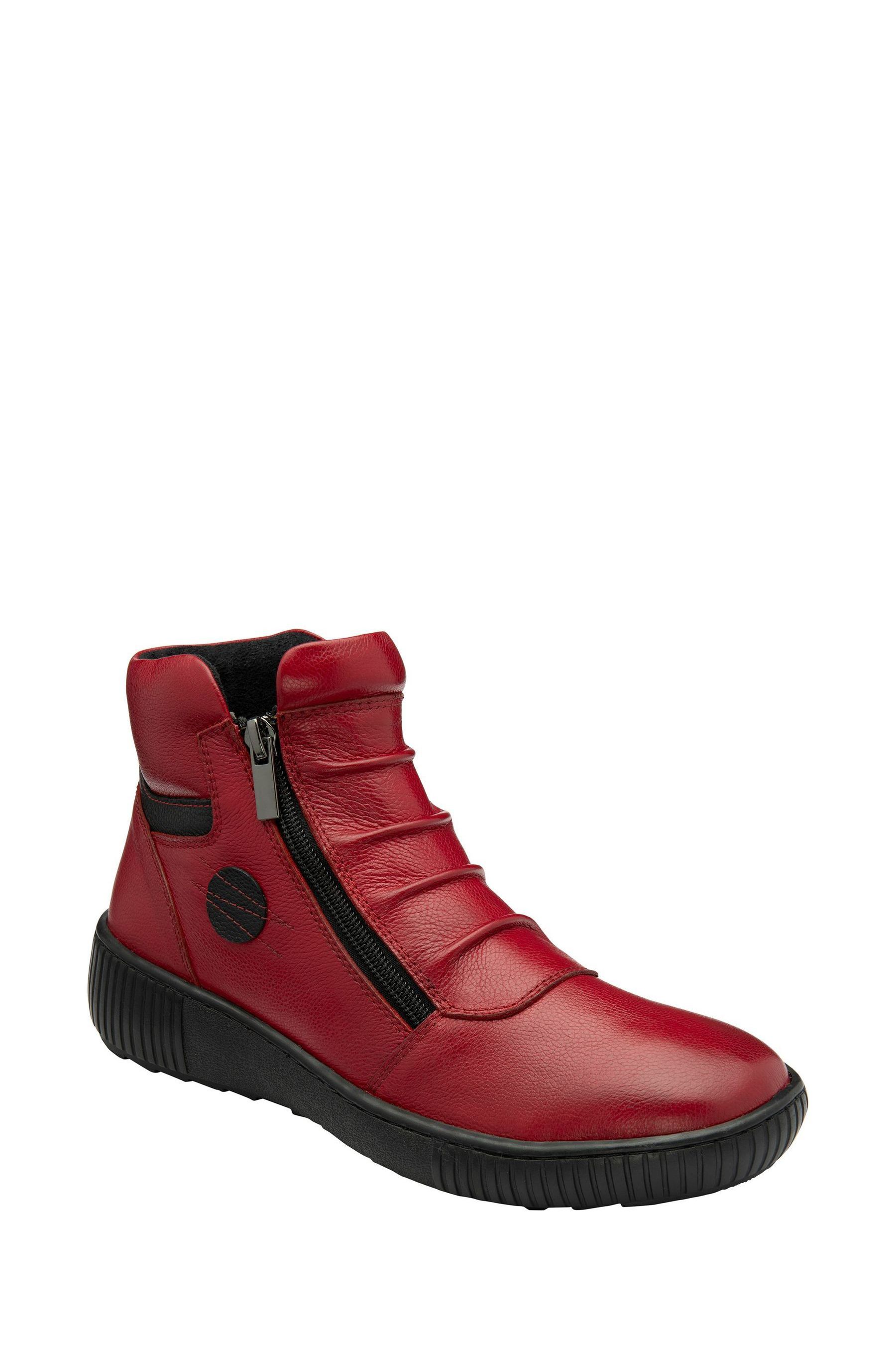 Red flat ankle boots best sale