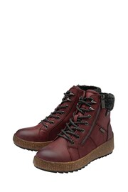 Lotus Red Zip-Up Flat Ankle Boots - Image 2 of 4