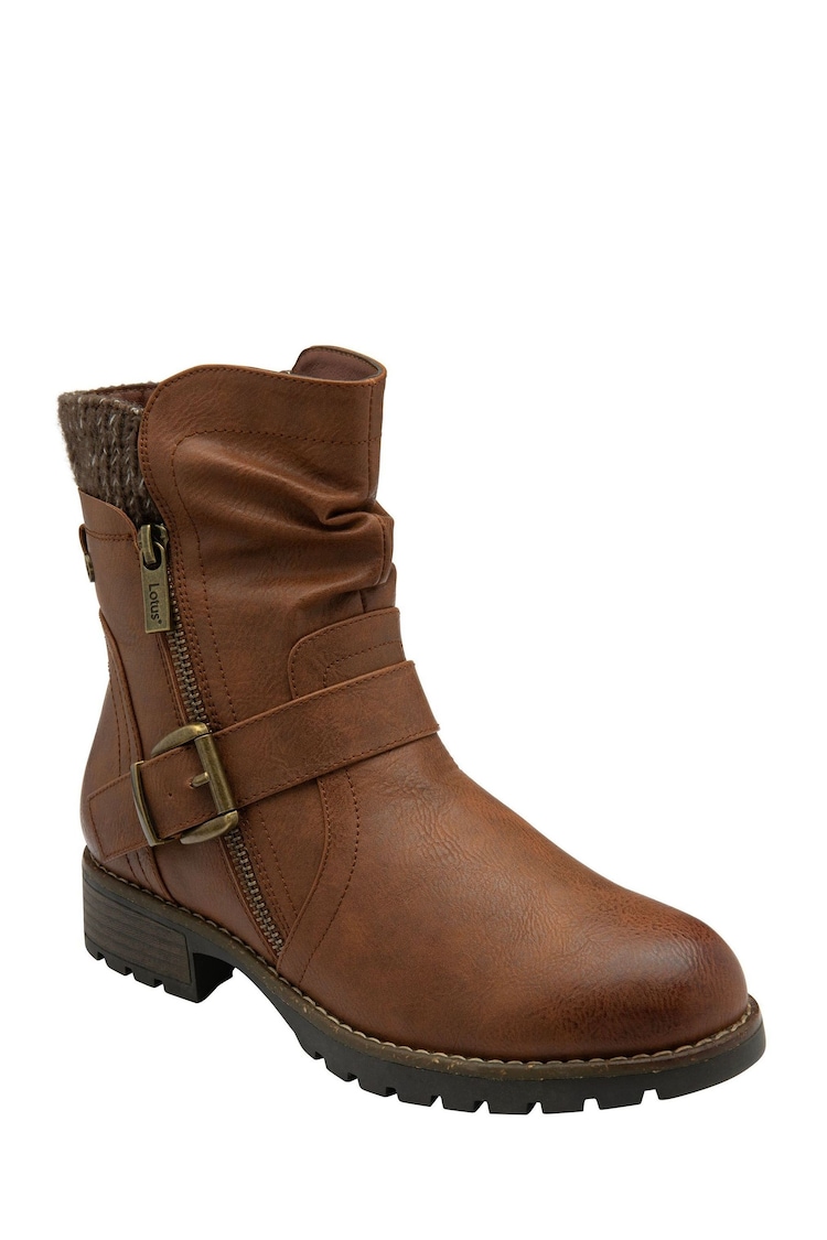 Lotus Brown Mid Calf Boots - Image 1 of 4