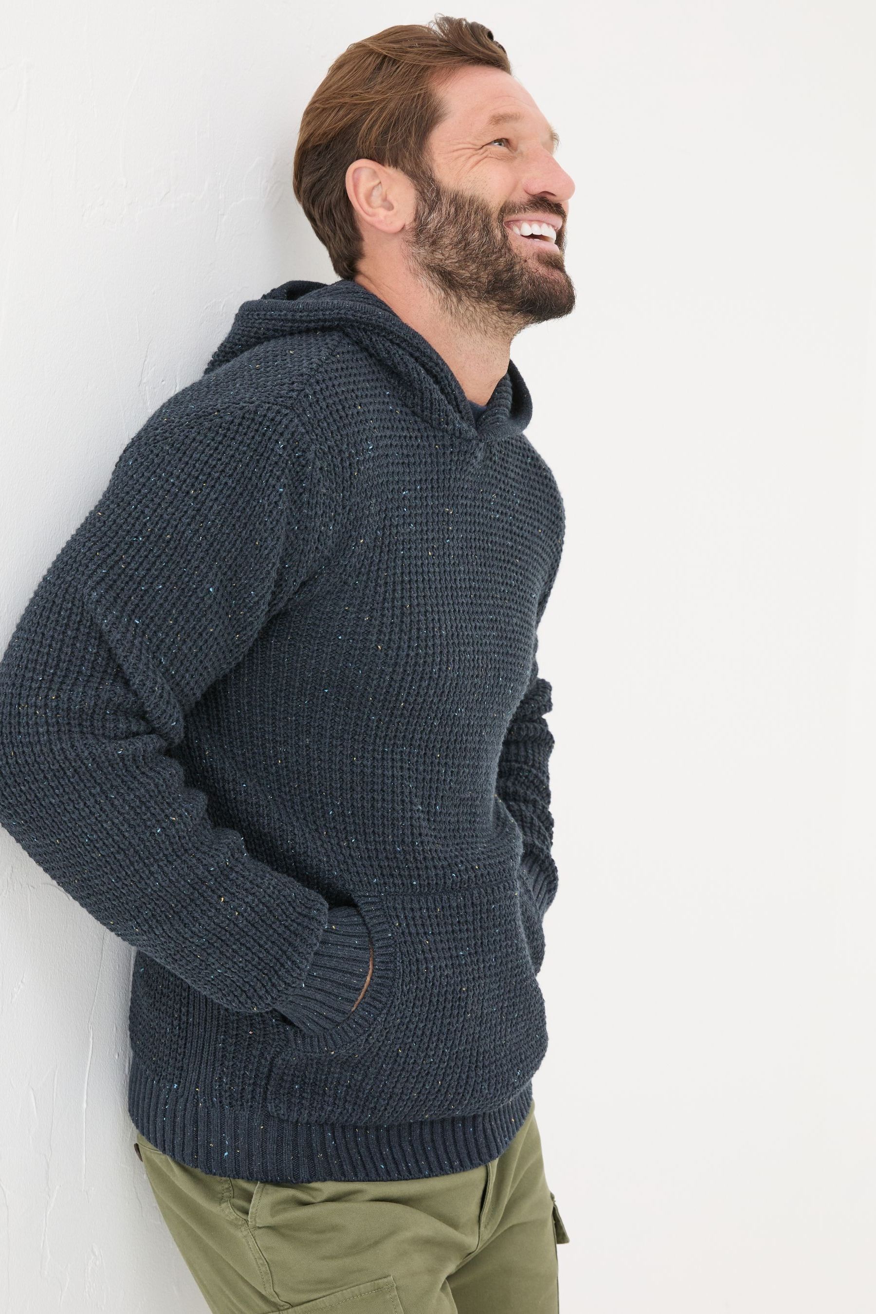 Buy FatFace Navy Waffle Knitted Hoodie from the Next UK online shop