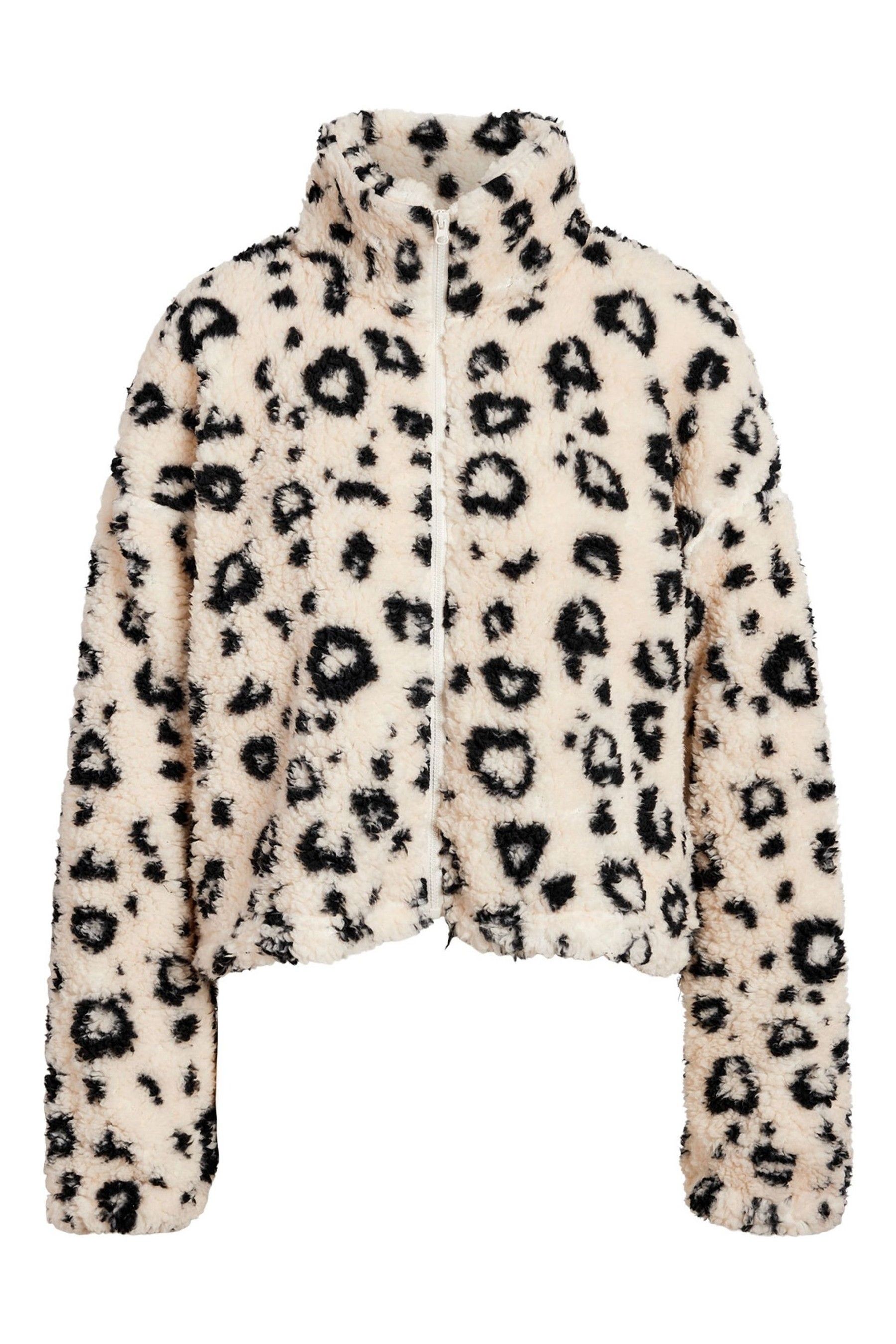 Buy NOISY MAY Cream Leopard Print Zip Front Teddy Fleece Jacket from Next Germany
