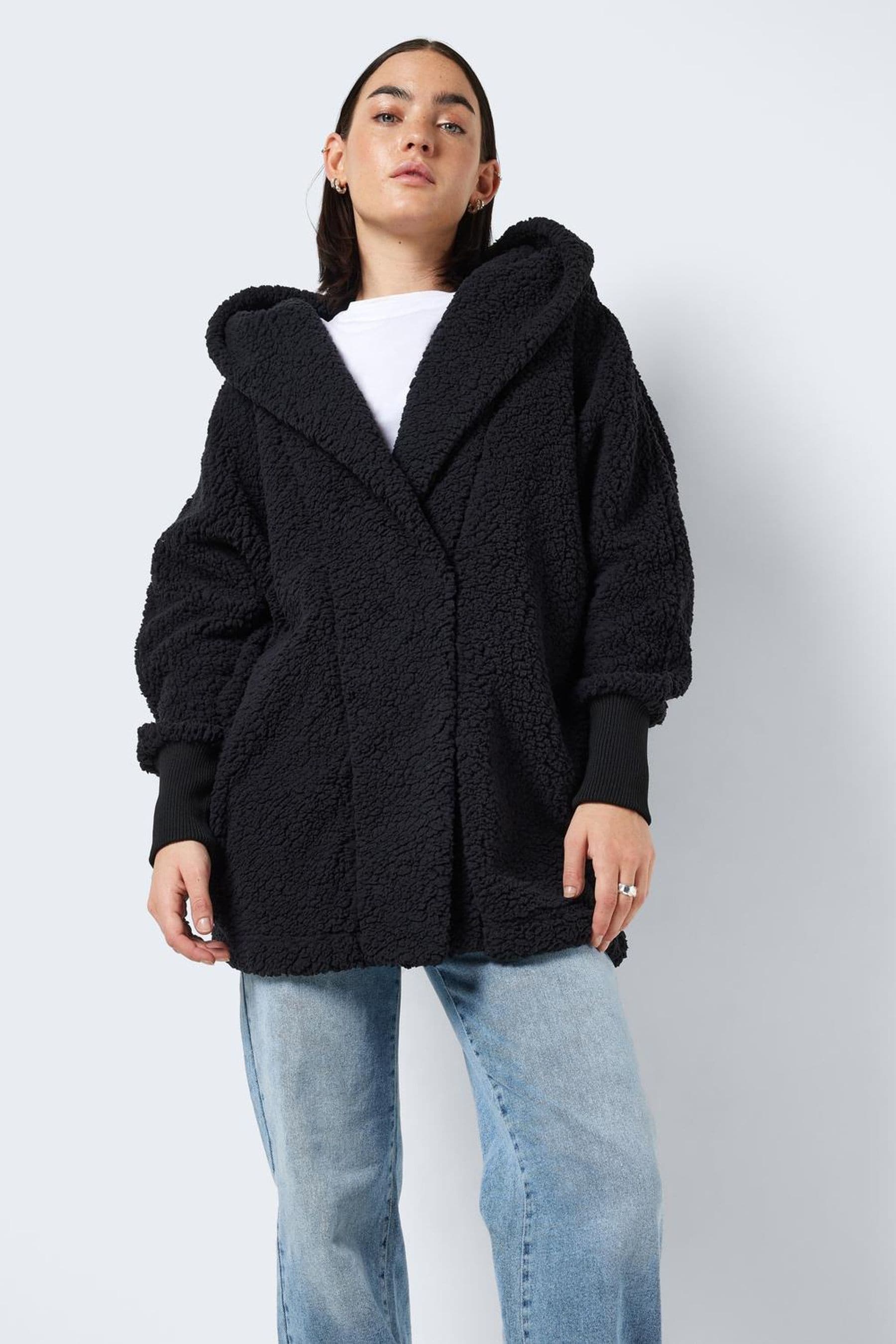 Black teddy coat long top