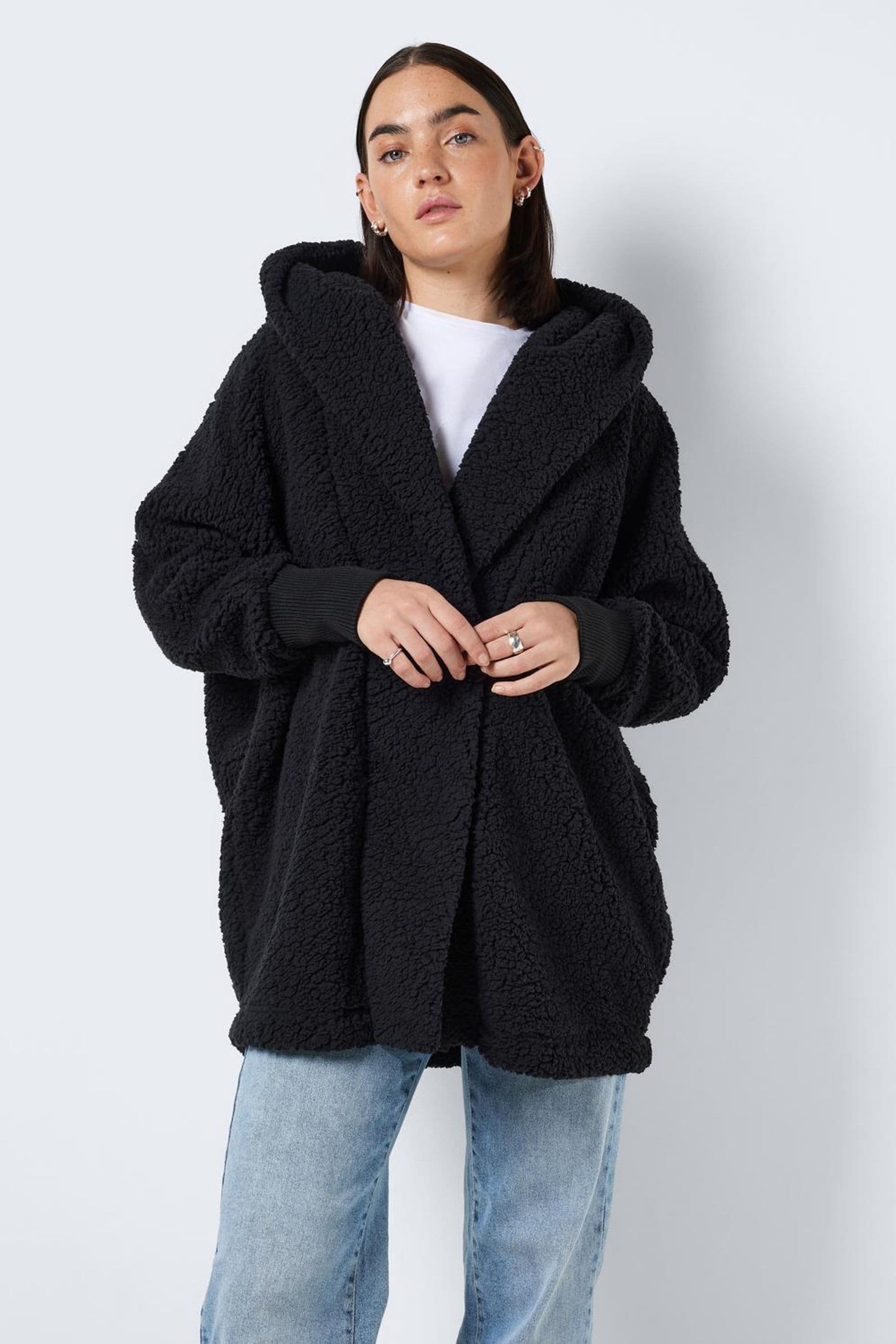 Black teddy coat hood clearance
