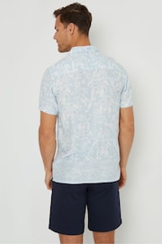 Threadbare Blue Floral Print Revere Collar Short Sleeve 100% Cotton Shirt - Image 2 of 4